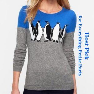 Talbots Penguin Sweater Blue Gray Crew Neck